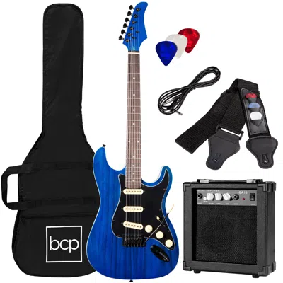 Best Choice Products 39in Full Size Beginner Electric Guitar Kit With Case, Strap, Amp, Whammy Bar In Pattern