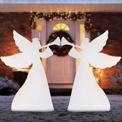 Best Choice Products 3ft Set Of 2 Christmas Angel Yard Decorations W/ Weather-resistant Pvc, 4 Stakes
