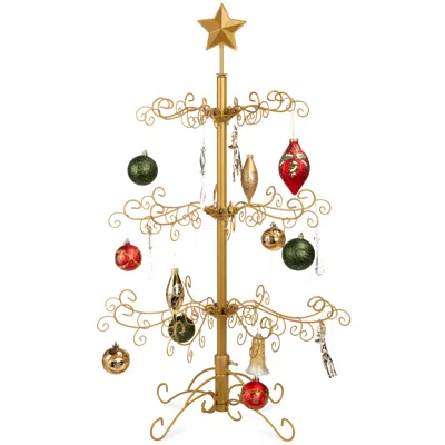 Best Choice Products 3ft Wrought Iron Ornament Display Christmas Tree W/ Easy Assembly, Stand In Gold