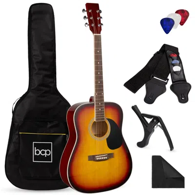 Best Choice Products 41in Full Size All-wood Acoustic Guitar Starter Kit W/ Gig Bag, Pick, Strap, Rag In Gold