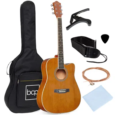 Best Choice Products 41in Full Size Beginner Acoustic Guitar Set With Case, Strap, Capo, Strings In Pink