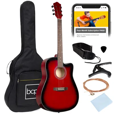 Best Choice Products 41in Full Size Beginner Acoustic Guitar Set With Case, Strap, Capo, Strings In Multi