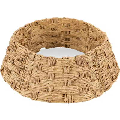 Best Choice Products 42in Basket Woven Hyacinth Christmas Tree Collar, Tree Skirt Accessory W/ Cord Cut-out - Natural