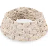 Best Choice Products 42in Basket Woven Hyacinth Christmas Tree Collar, Tree Skirt Accessory W/ Cord Cut-out