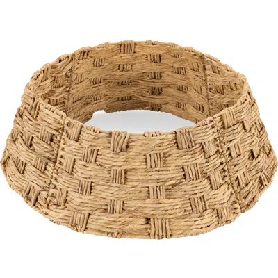 Best Choice Products 42in Basket Woven Hyacinth Christmas Tree Collar, Tree Skirt Accessory W/ Cord Cut-out In Brown