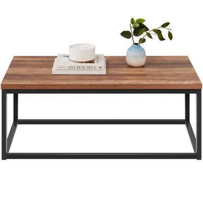 Best Choice Products 44in Rustic Modern Industrial Style Rectangular Wood Grain Top Coffee Table W/ 1.25in Top In Brown