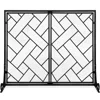 Best Choice Products 44x33in 2-panel Handcrafted Wrought Iron Geometric Fireplace Screen W/ Magnetic Doors