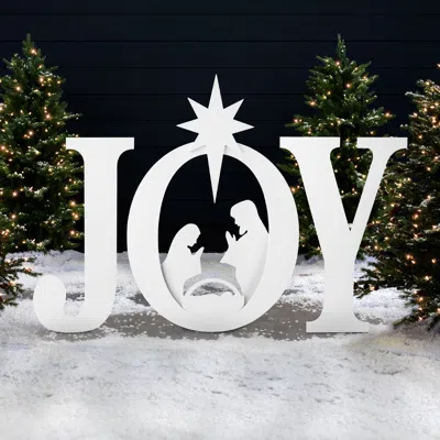 Best Choice Products 46in Outdoor Joy Christmas Nativity Decoration W/ Weather Resistant Pvc, Ground Stakes