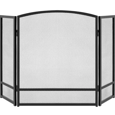 Best Choice Products 47.5x27.25in 3-panel Steel Mesh Fireplace Screen, Spark Guard W/ Rustic Worn Finish In Gray