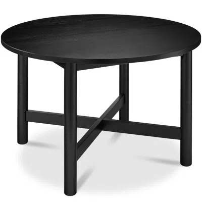Best Choice Products 47in Round Solid Wood Dining Table, Modern Farmhouse Table For 4, Space Saving, Easy Assembly In Black