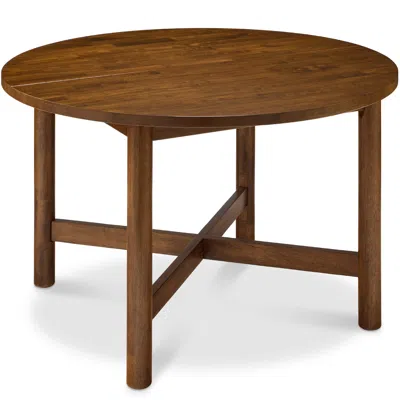 Best Choice Products 47in Round Solid Wood Dining Table, Modern Farmhouse Table For 4, Space Saving, Easy Assembly In Brown