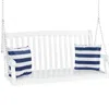 Best Choice Products 48in Wooden Curved Back Hanging Porch Swing Bench For Patio, Deck W/ Mounting Chains