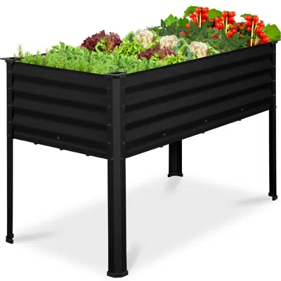 Best Choice Products 48x24x30in Elevated Galvanized Metal Garden Bed W/ Corner Protectors - Black