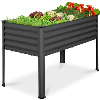Best Choice Products 48x24x30in Elevated Galvanized Metal Garden Bed W/ Corner Protectors - Charcoal