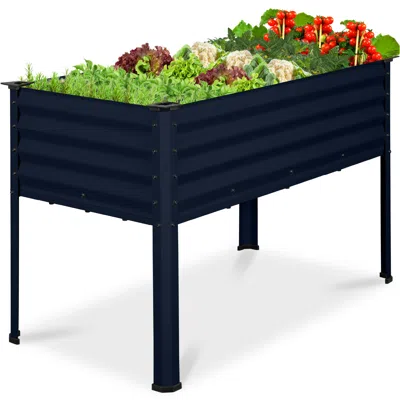 Best Choice Products 48x24x30in Elevated Galvanized Metal Garden Bed W/ Corner Protectors - Navy Blue