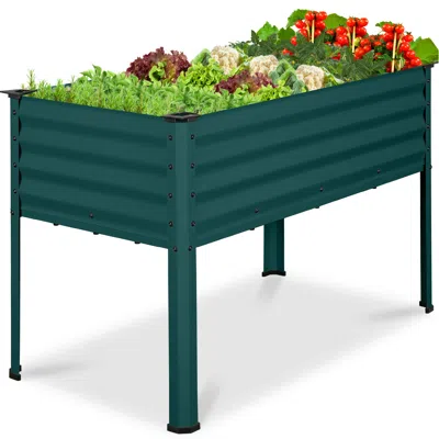 Best Choice Products 48x24x30in Elevated Galvanized Metal Garden Bed W/ Corner Protectors - Peacock Blue