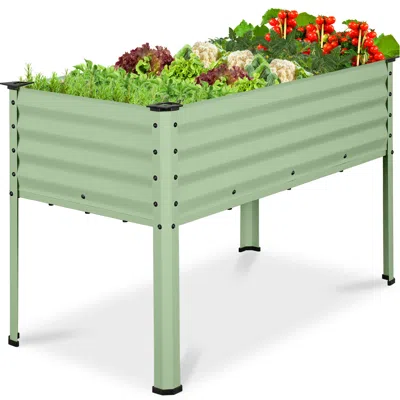Best Choice Products 48x24x30in Elevated Galvanized Metal Garden Bed W/ Corner Protectors - Sage Green