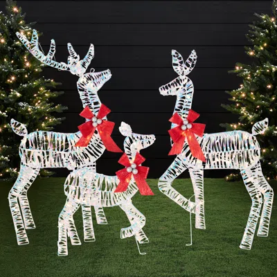Best Choice Products 4ft 3-piece Lighted 2d Christmas Deer Set Outdoor Yard Decoration W/ 175 Led Lights, Stakes In Multi