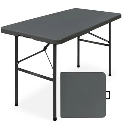 Best Choice Products 4ft Plastic Folding Table, Indoor Outdoor Heavy Duty Portable W/ Handle, Lock For Picnic