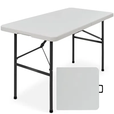 Best Choice Products 4ft Plastic Folding Table, Indoor Outdoor Heavy Duty Portable W/ Handle, Lock For Picnic