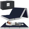 Best Choice Products 4in Thick Folding Portable Midnight Blue Mattress Topper W/ Carry Case, Washable Cover