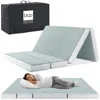 Best Choice Products 4in Thick Folding Portable Seafoam Mattress Topper W/ Carry Case, Washable Cover