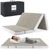 Best Choice Products 4in Thick Folding Portable Taupe Mattress Topper W/ Carry Case, Washable Cover