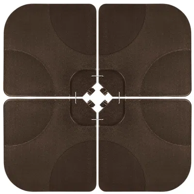 Best Choice Products 4-piece Cantilever Offset Patio Umbrella Stand Square Base Plate Set W/ Easy-fill Spouts In Brown