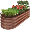 Best Choice Products 4x2x1ft Outdoor Raised Metal Oval Garden Bed, Planter Box For Vegetables, Flowers