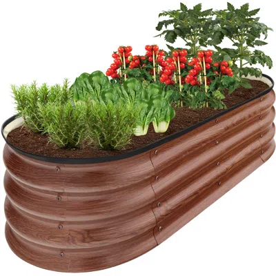 Best Choice Products 4x2x1ft Outdoor Raised Metal Oval Garden Bed, Planter Box For Vegetables, Flowers In Orange