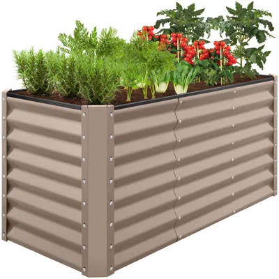 Best Choice Products 4x2x2ft Outdoor Metal Raised Garden Bed, Planter Box For Vegetables, Flowers - Taupe