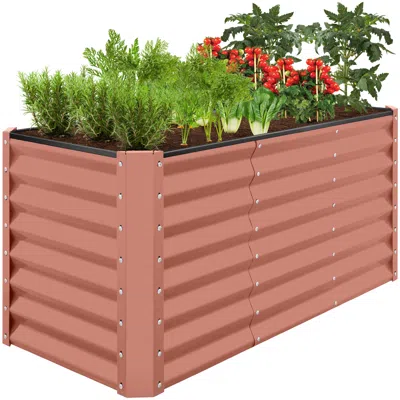 Best Choice Products 4x2x2ft Outdoor Metal Raised Garden Bed, Planter Box For Vegetables, Flowers - Terracotta