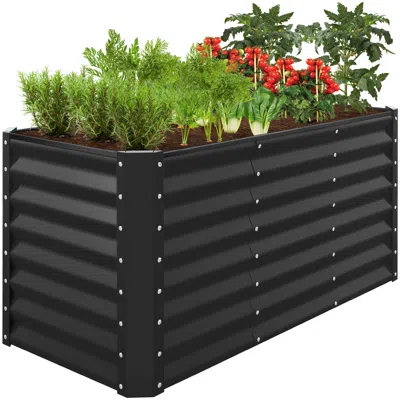 Best Choice Products 4x2x2ft Outdoor Metal Raised Garden Bed, Planter Box For Vegetables, Flowers, Herbs - Black