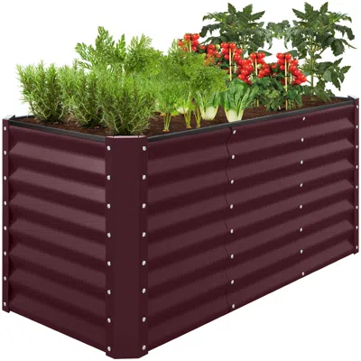 Best Choice Products 4x2x2ft Outdoor Metal Raised Garden Bed, Planter Box For Vegetables, Flowers, Herbs - Burgundy