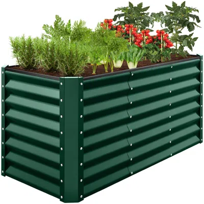 Best Choice Products 4x2x2ft Outdoor Metal Raised Garden Bed, Planter Box For Vegetables, Flowers, Herbs - Dark Green