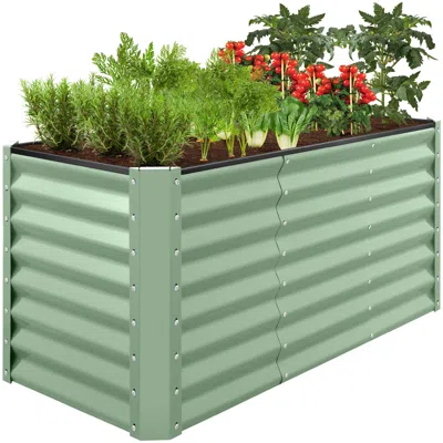 Best Choice Products 4x2x2ft Outdoor Metal Raised Garden Bed, Planter Box For Vegetables, Flowers, Herbs - Sage Green