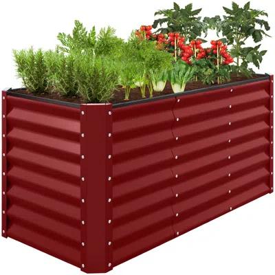 Best Choice Products 4x2x2ft Outdoor Metal Raised Garden Bed, Planter Box For Vegetables, Flowers, Herbs