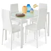 Best Choice Products 5-piece Kitchen Dining Table Set W/ Glass Tabletop, 4 Faux Leather Chairs