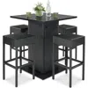 Best Choice Products 5-piece Patio Wicker Bar Set W/ Built-in Bottle Opener, Hidden Storage Shelf, 4 Stools