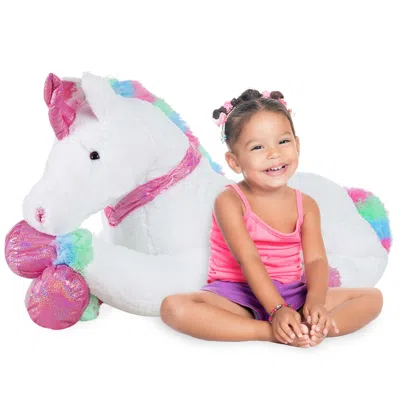 Best Choice Products 52in Kids Extra Large Plush Unicorn, Life-size Stuffed Animal Toy W/ Rainbow Details