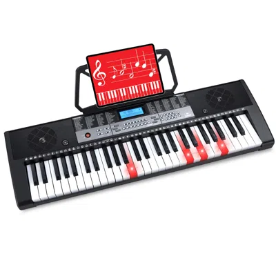 Best Choice Products 54-key Beginners Electronic Keyboard Piano Set W/ Lcd Screen, Lighted Keys, 3-teaching Modes In Black