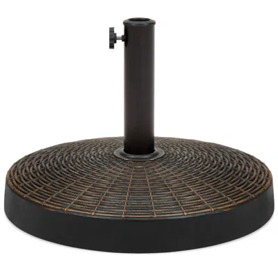 Best Choice Products 55lb Round Wicker Style Resin Patio Umbrella Base Stand W/ 1.75in Hole, Bronze Finish - Black In Pattern