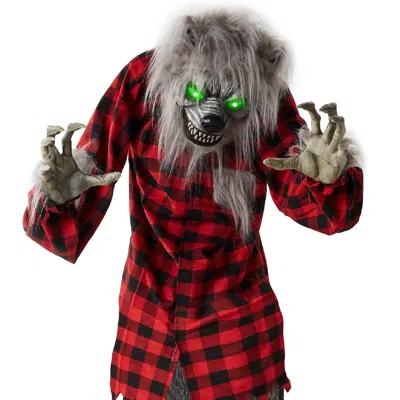 Best Choice Products 5ft Standing Werewolf, Howling Hudson Halloween Animatronic W/ Pre-recorded Phrases, Led Eyes In Gray