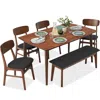 Best Choice Products 6-piece Mid-century Modern Upholstered Wooden Dining Set W/ 4 Chairs, Bench