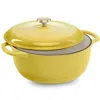 Best Choice Products 6 Quart Cast-iron Dutch Oven, Heavy-duty Kitchenware W/ Enamel, Side Handles - Lemon Meringue