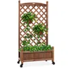 Best Choice Products 60in Mobile Wood Planter Box & Diamond Lattice Trellis, W/ Drainage Holes, Optional Wheels - Walnut