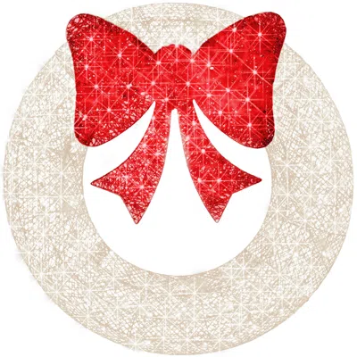 Best Choice Products 60in Pre-lit Outdoor Christmas Wreath, Led Metal Holiday Décor W/ 206 Lights, Bow In White