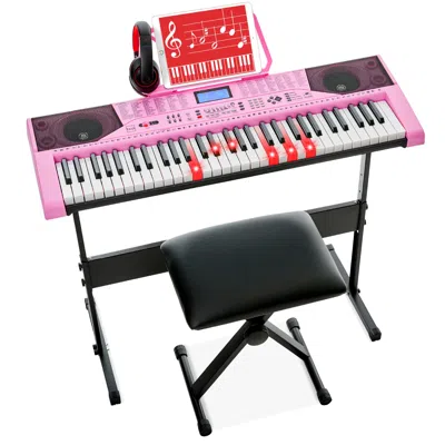Best Choice Products 61-key Beginners Complete Electronic Keyboard Piano Set W/ Lcd Screen, Lighted Keys In Multi