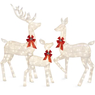 Best Choice Products 6.5ft 3-piece Lighted Christmas Deer Set Outdoor Yard Decoration With 385 Led Lights, Stakes In Pattern