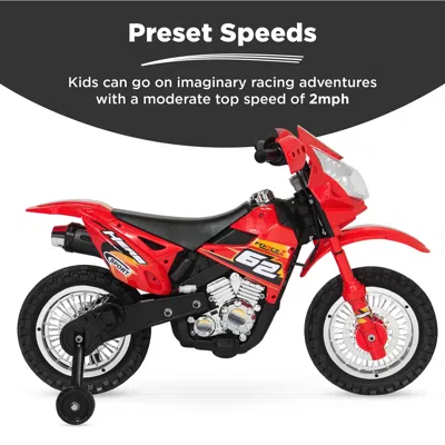 Best Choice Products 6v Kids Electric Battery Powered Ride On Motorcycle W/ Training Wheels, Lights, Music